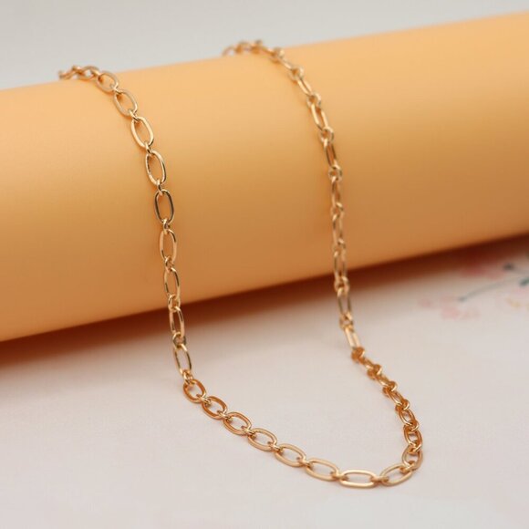 Oval Link Rose old Chain Necklace Stylish 21.6 Inch Lightweight Design, XPNL0210 - Picture 1 of 12